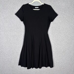 HUHOT Pleated Dress Medium Skater Minimal Basic T Shirt‎ Modest Jersey Stretch